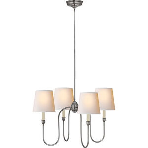 Thomas O'Brien Vendome 4 Light 26 inch Antique Silver Chandelier Ceiling Light in Natural Paper, Small
