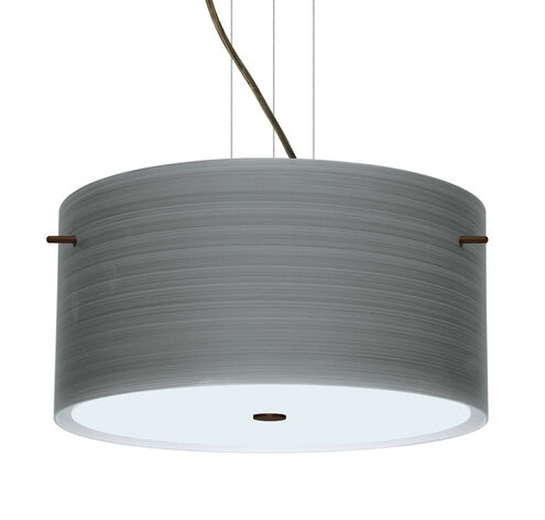 Tamburo 3 Light Bronze Pendant Ceiling Light in Titan Glass, Incandescent
