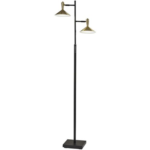 Lucas 65 inch 6 watt Black with Antique Brass LED Tree Lamp Portable Light
