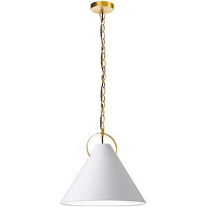 Princeton 1 Light 16 inch Aged Brass Pendant Ceiling Light in White