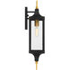 Glendale 1 Light 24.5 inch Matte Black with Burnished Brass Outdoor Wall Lantern