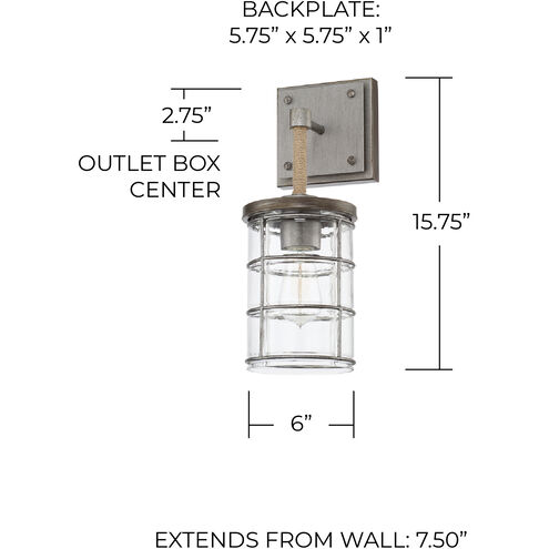 Colby 1 Light 6 inch Urban Grey Sconce Wall Light