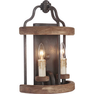 Ashwood 2 Light 11 inch Textured Black/Whiskey Barrel Wall Sconce Wall Light in Textured Black and Whiskey Barrel