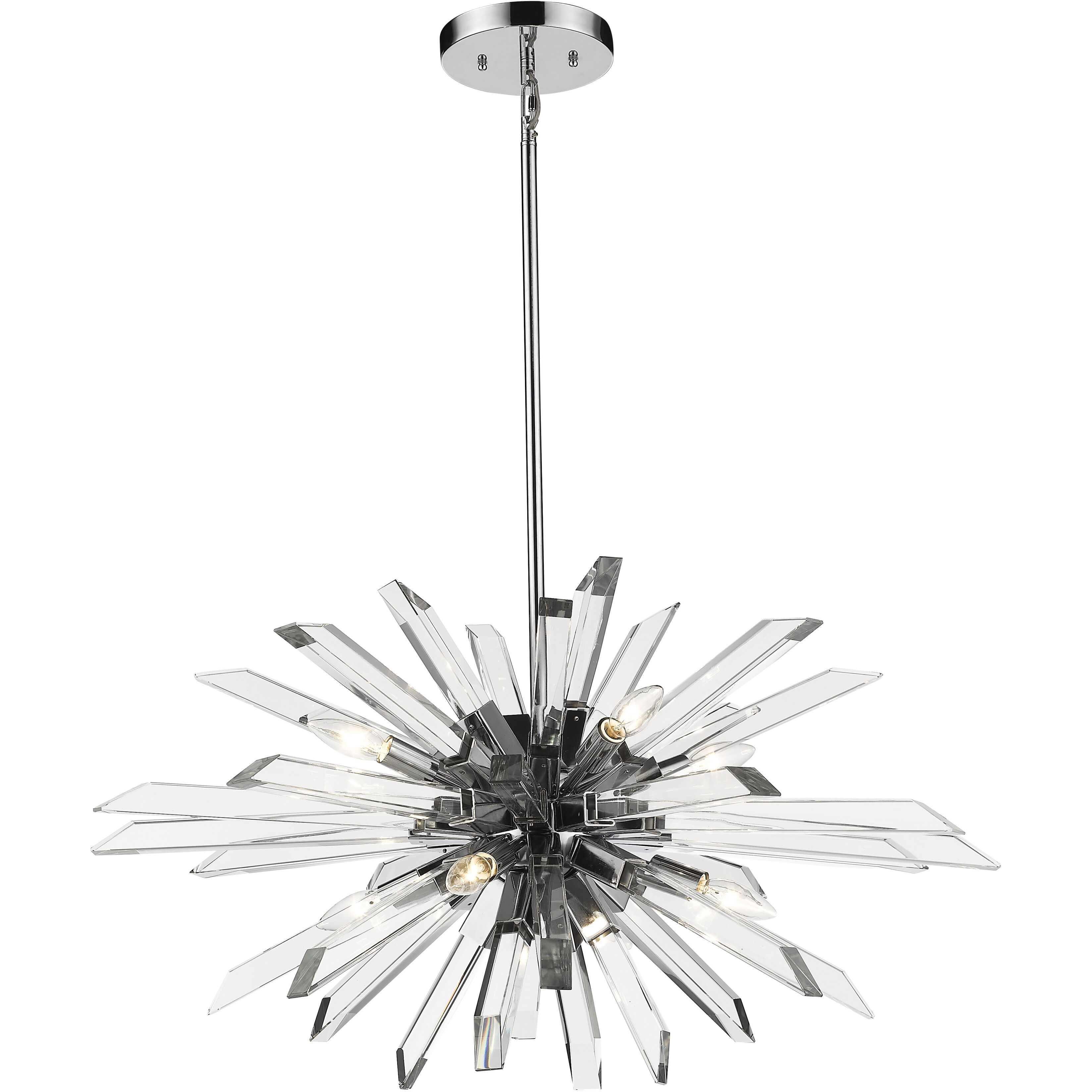 Burst 8 Light 33.25 inch Chrome Chandelier Ceiling Light in 45