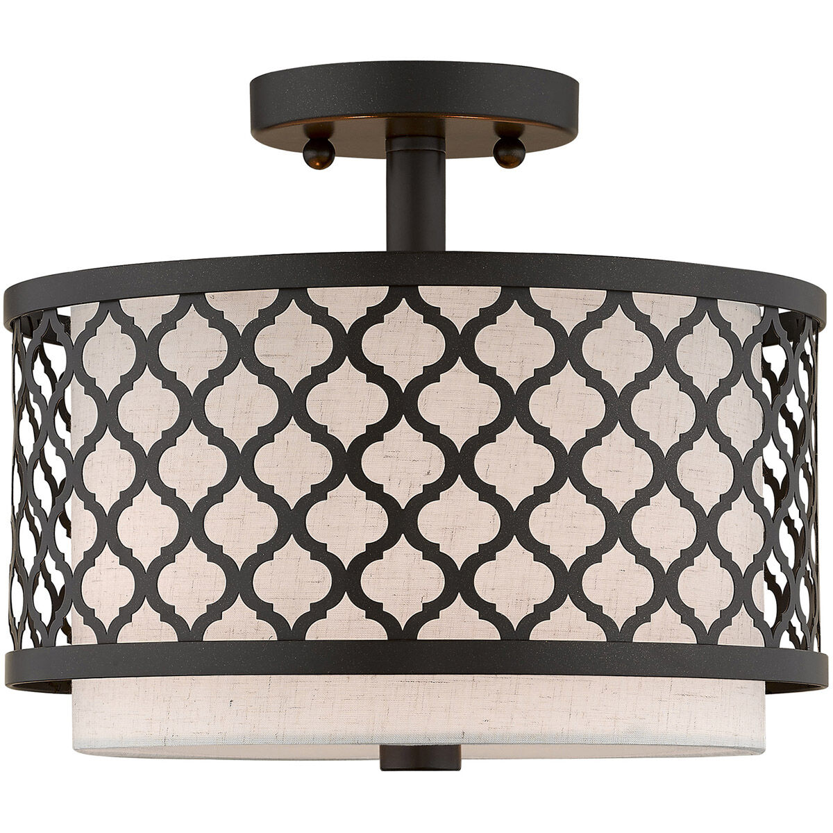 Arabesque 2 Light 12 inch English Bronze Semi-Flush Mount Ceiling Light