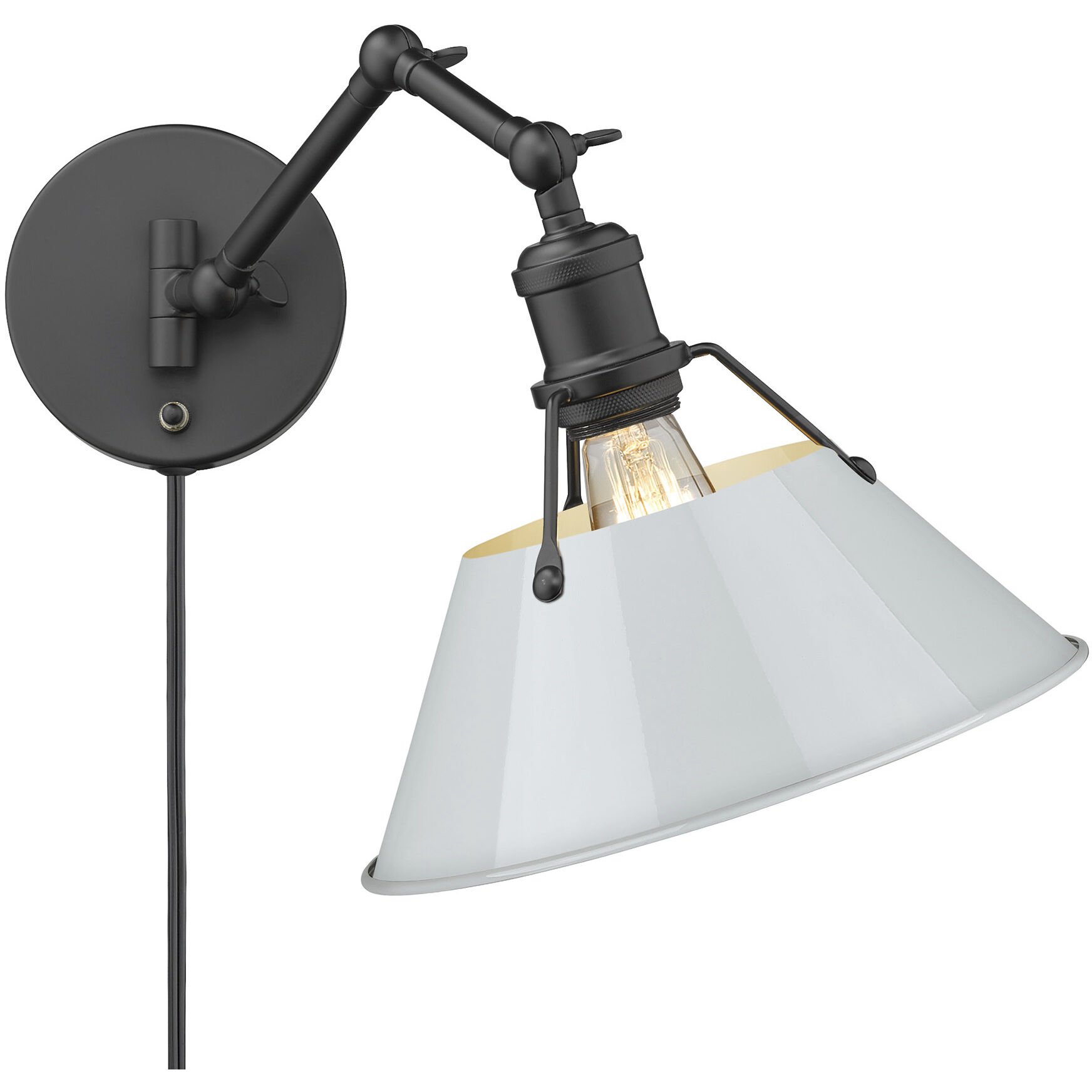 Yep Orwell 1 Light 10 inch Matte Black Swing Arm Wall Lamp Wall Light in Dusky Blue