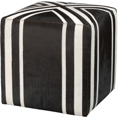 Nantucket Criss Cross 16 inch Espresso Hide w/ White Hide Stripes Ottoman