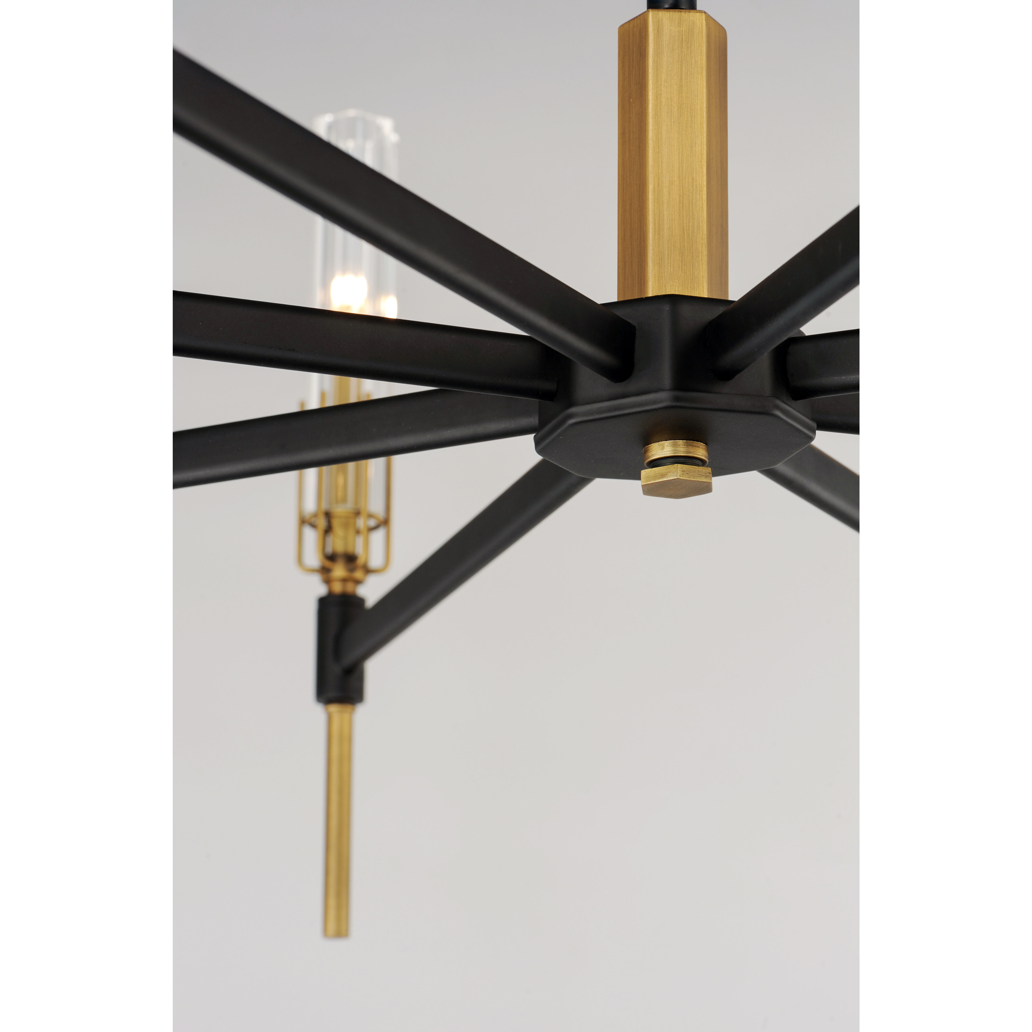 Flambeau LED 33 inch Black/Antique Brass Chandelier Ceiling Light