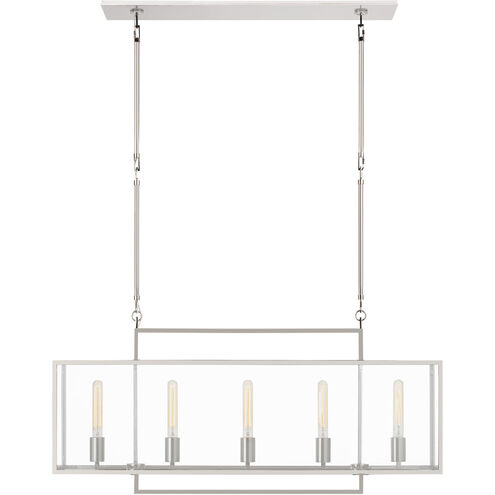 Ian K. Fowler Halle Linear Lantern Ceiling Light in Polished Nickel, Medium