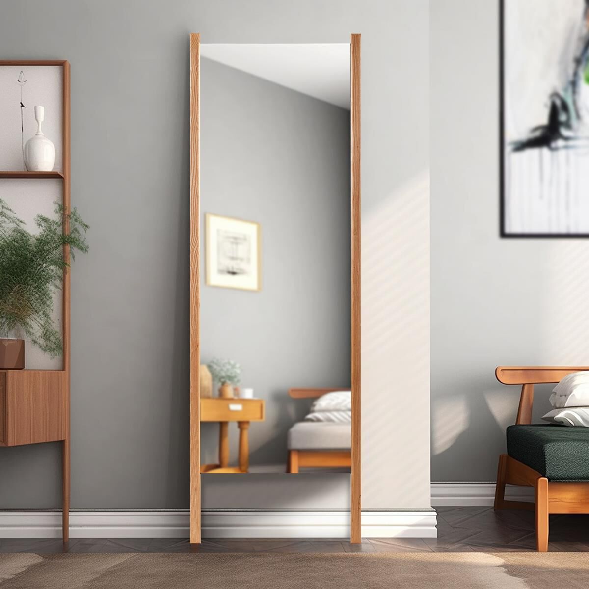 Emil 72 X 24 inch Bleached Oak Leaning Mirror, Tall