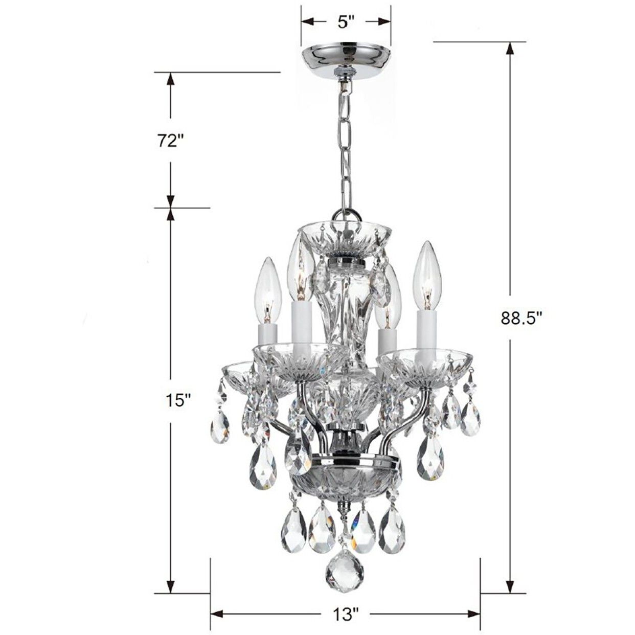 Welton 4 Light 11 inch Polished Chrome Mini Chandelier Ceiling Light in Clear Swarovski Strass