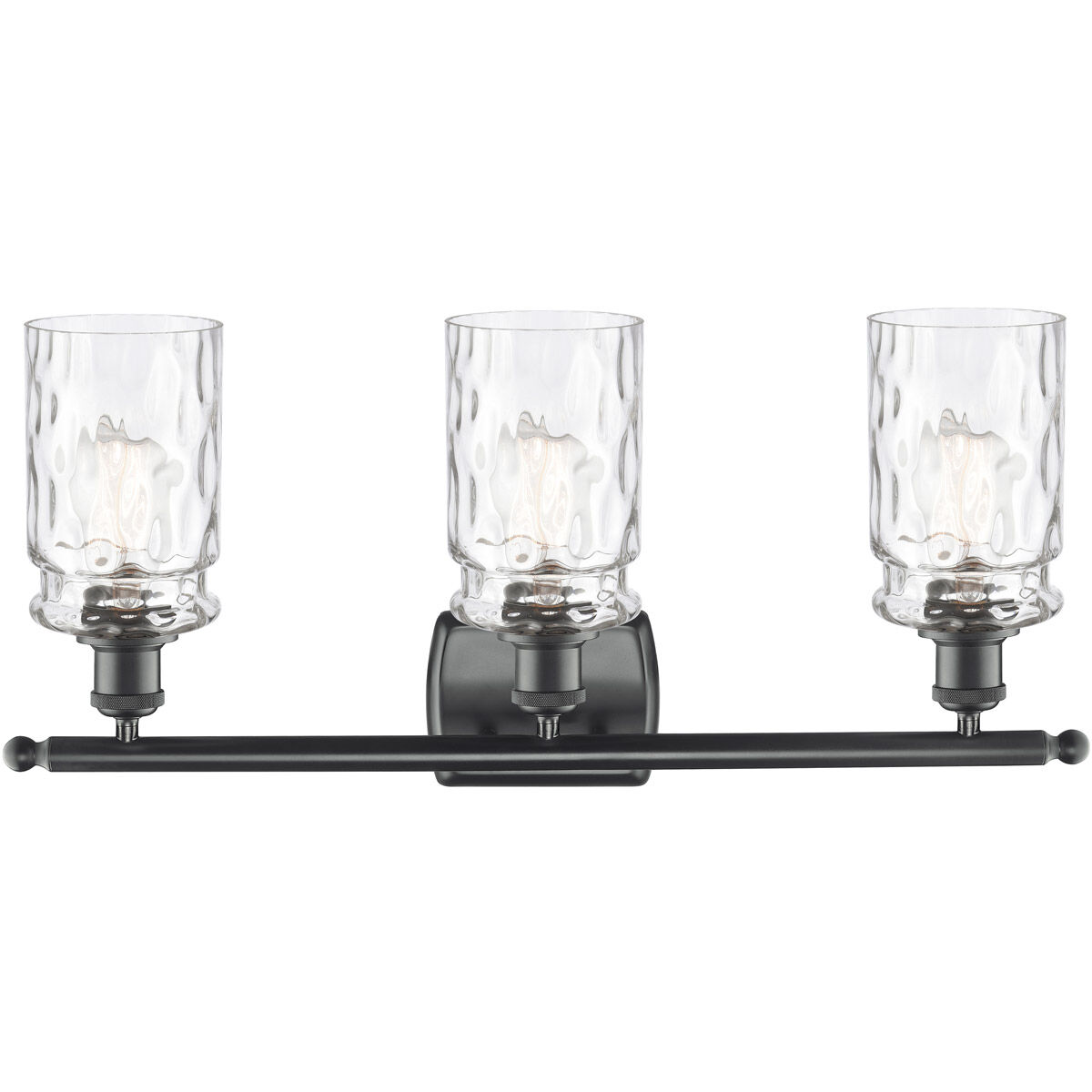 Ballston Candor 3 Light 26 inch Matte Black Bath Vanity Light Wall Light in Clear Waterglass, Ballston