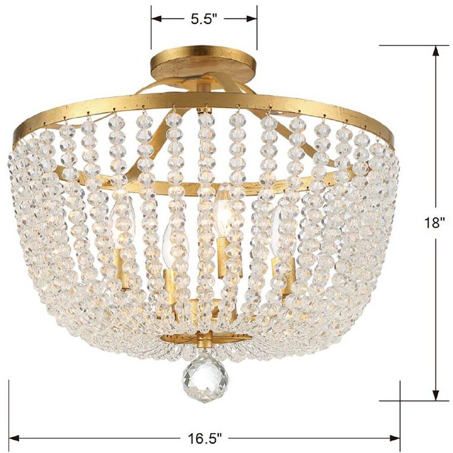 Rylee 4 Light 16.5 inch Antique Gold Semi Flush Ceiling Light