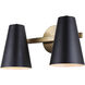 Harken 2 Light 15.5 inch Matte Black and Gold Vanity Light Wall Light
