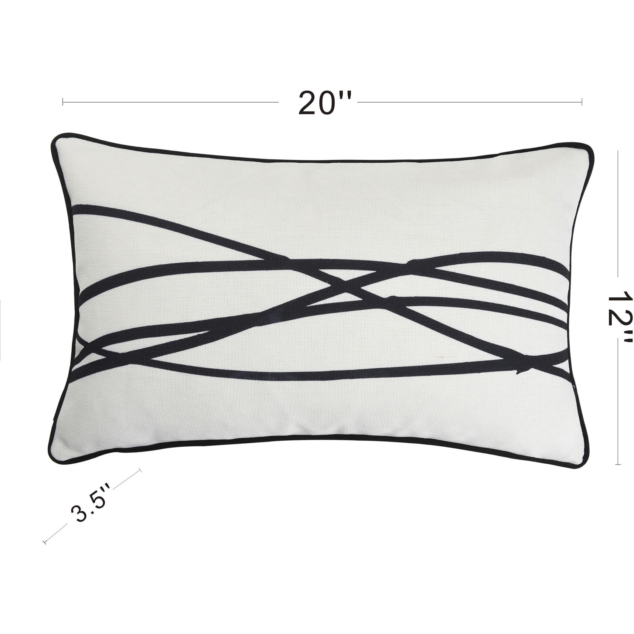 Amy 20 X 5 inch White and Black Pillow