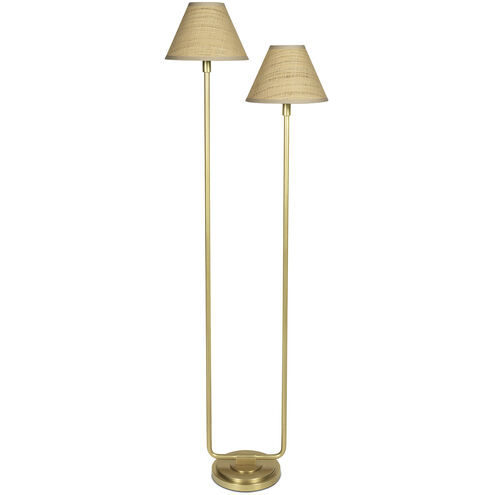 Polly 57 inch 60.00 watt Natural Brass Floor Lamp Portable Light in Rattan Shade