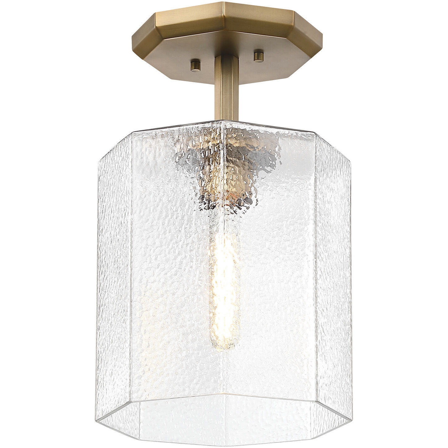 Haven LED 10 inch Old Satin Brass Semi-Flush Mount Ceiling Light