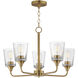 Hudson 5 Light 24 inch Natural Aged Brass Single-Tier Chandelier Ceiling Light in Clear