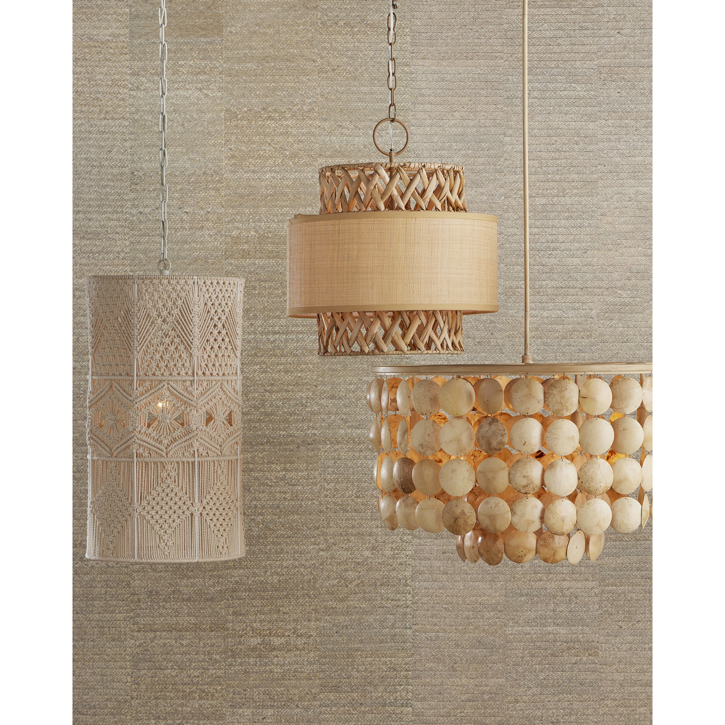 Isola 4 Light 18.25 inch Khaki/Natural Water Hyacinth Pendant Ceiling Light