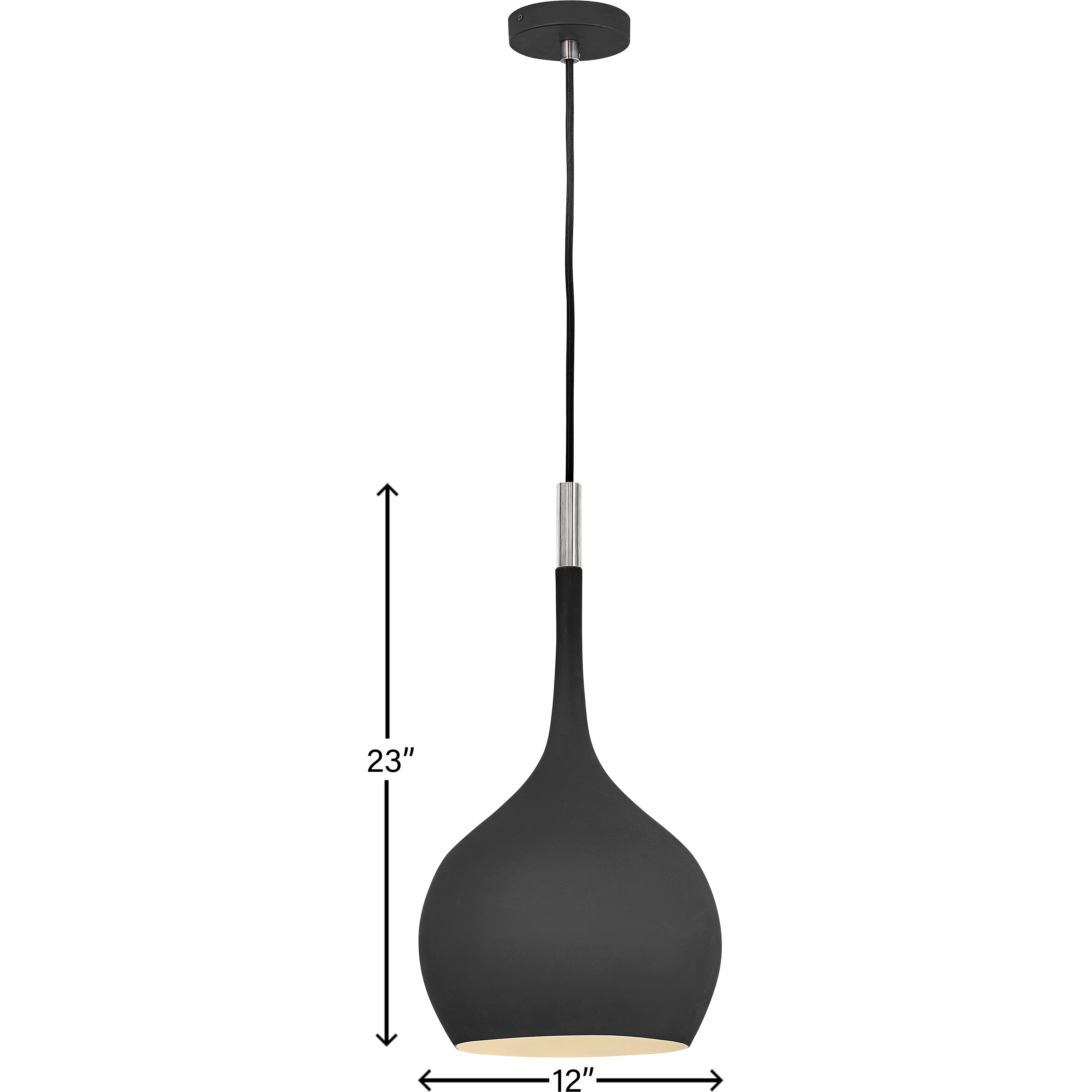 Ziggy 1 Light 12 inch Black with Polished Nickel Indoor Pendant Ceiling Light