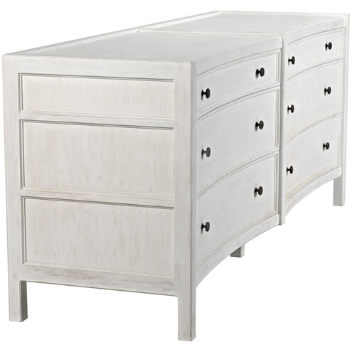 Hampton White Wash Dresser, 6 Drawer