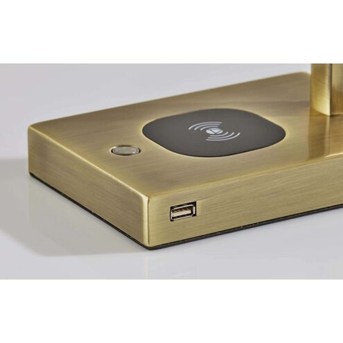 Aidan 16 inch 6.00 watt Antique Brass Wireless Charging Desk Lamp Portable Light, with AdessoCharge