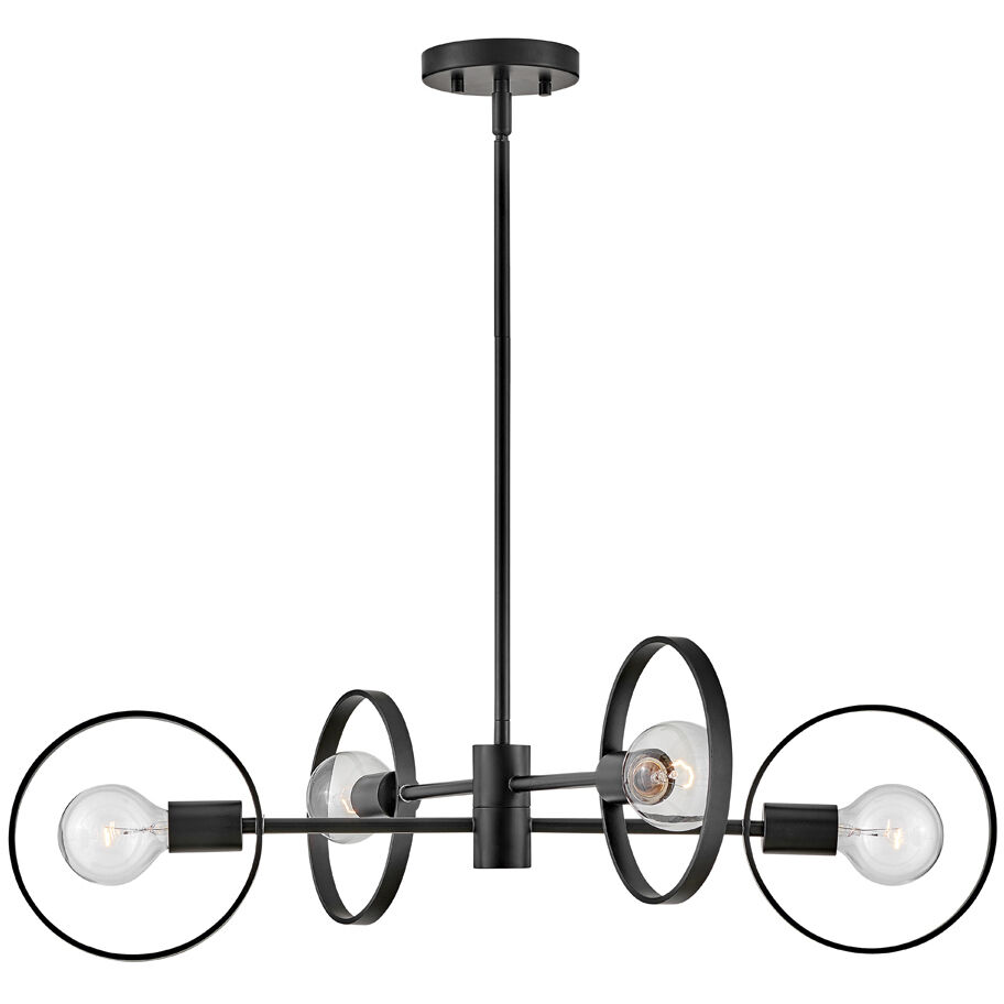 Desi 4 Light 30 inch Black Indoor Foyer Light Ceiling Light