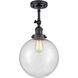 Franklin Restoration X-Large Beacon LED 10 inch Matte Black Semi-Flush Mount Ceiling Light in Seedy Glass, Franklin Restoration