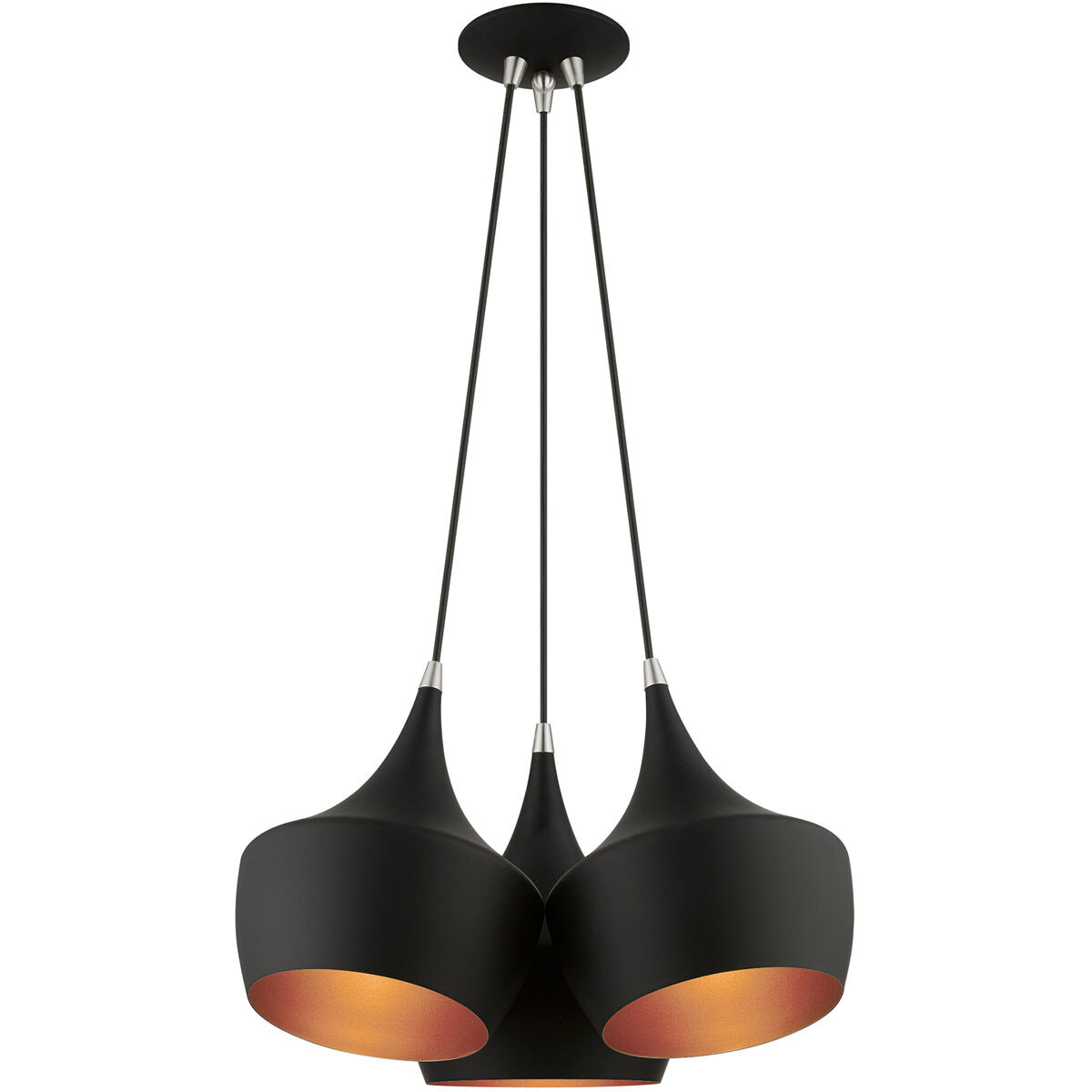 Waldorf 3 Light 20.5 inch Black Cluster Pendant Ceiling Light