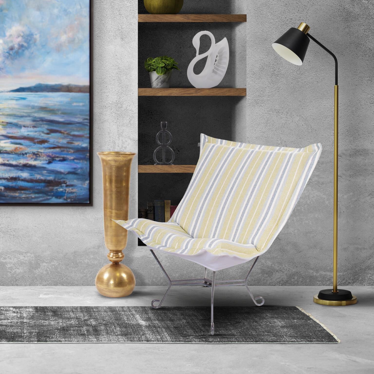 Dune Moss Outdoor Puff Scroll Chair