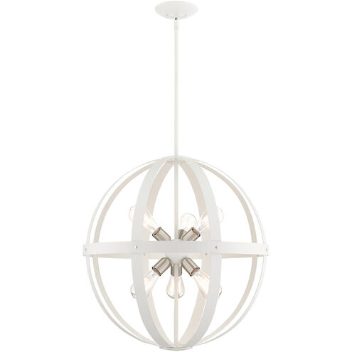 Stoneridge 6 Light 24 inch Textured White with Brushed Nickel Finish Cluster Pendant Chandelier Ceiling Light