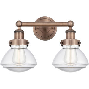 Olean 2 Light 15.5 inch Antique Copper and Clear Bath Vanity Light Wall Light
