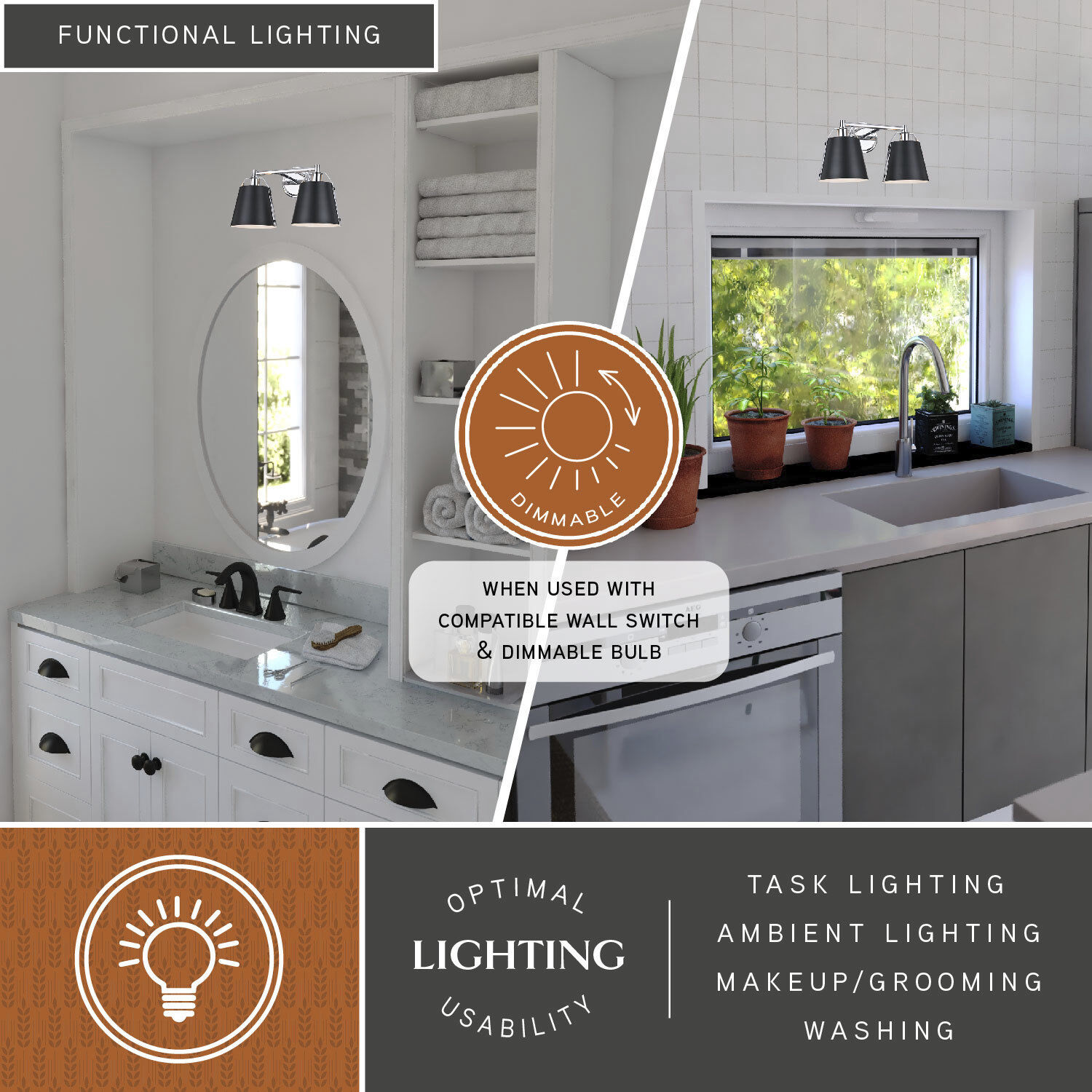 Barrington LED 16 inch Matte Black and Chrome Bathroom Light Wall Light in 2