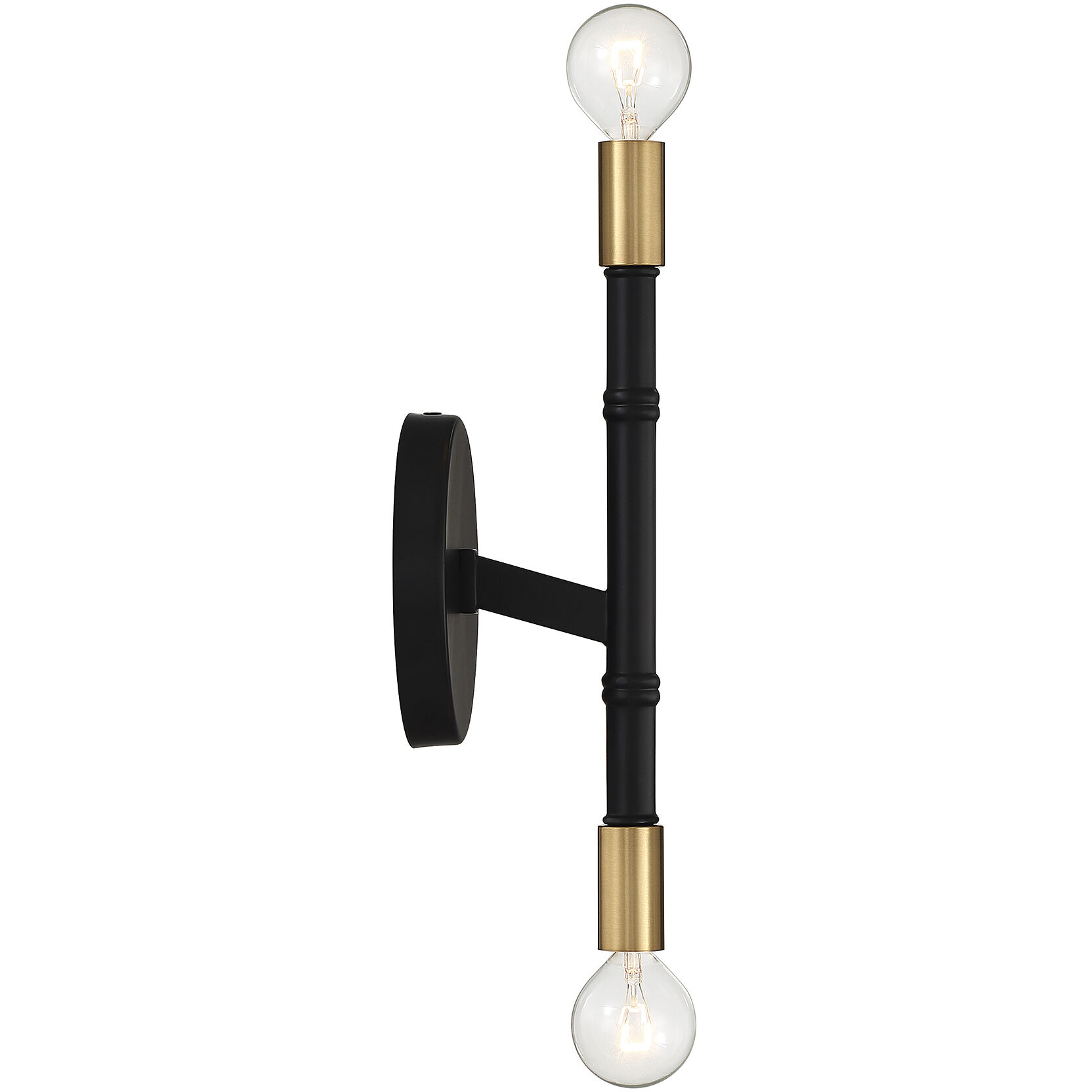 Rossi 2 Light 5.25 inch Matte Black with Warm Brass Wall Sconce Wall Light