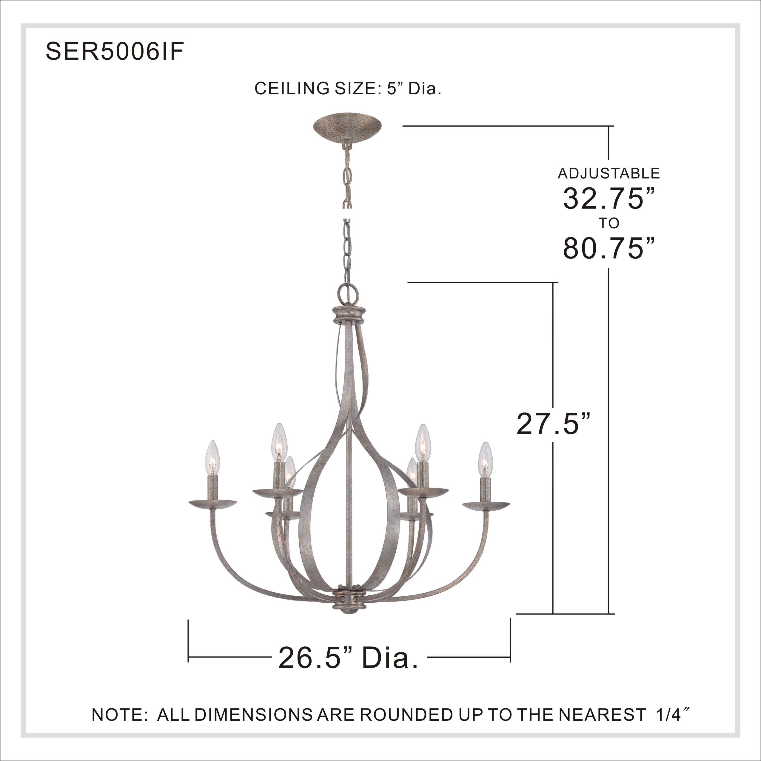 Serenity 6 Light 27 inch Italian Fresco Chandelier Ceiling Light