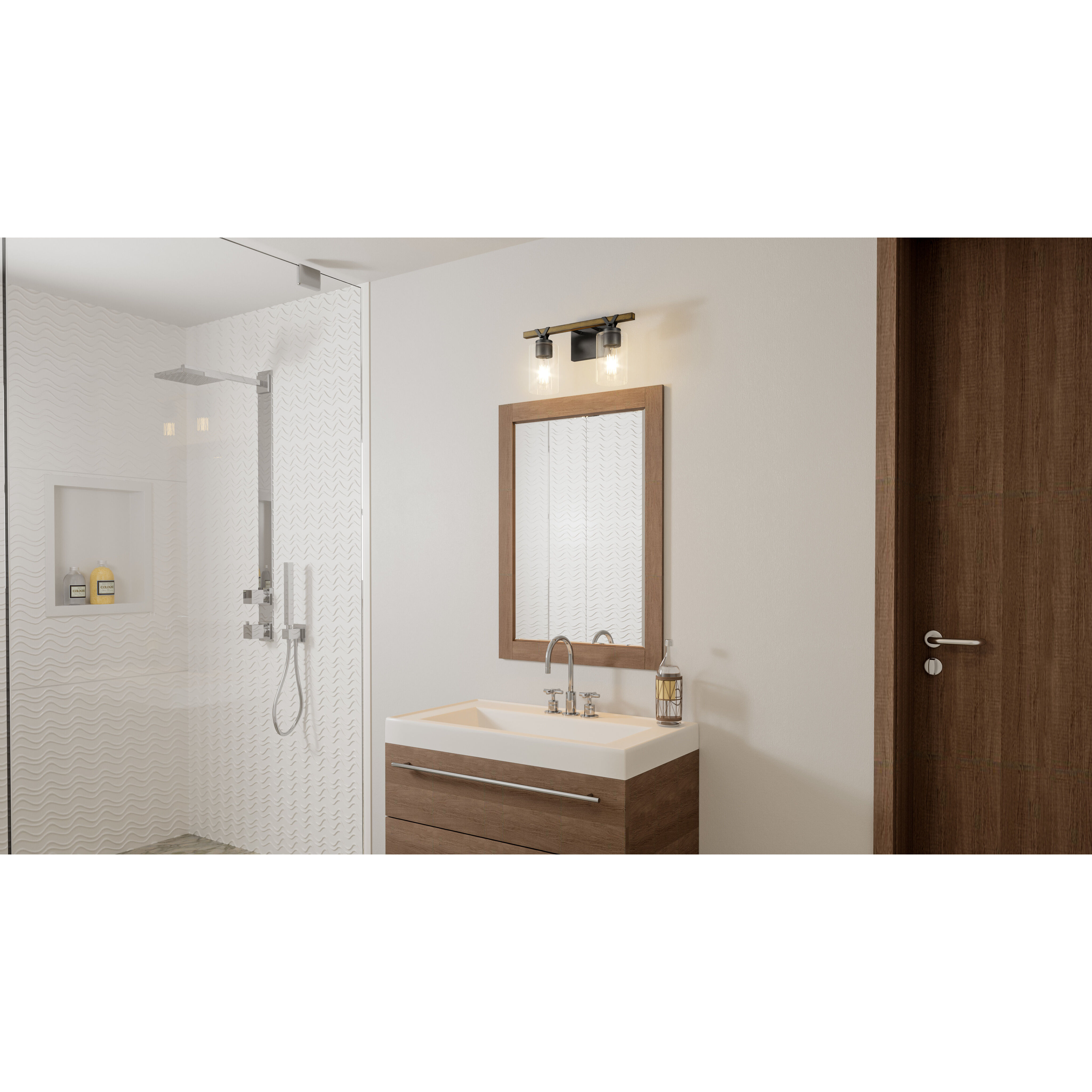 Devon Court 2 Light 16 inch Matte Black Bath Light Wall Light