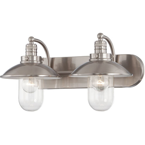 Downtown Edison 2 Light 19 inch Brushed Nickel Bath Light Wall Light