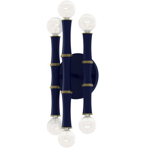 Kane Wall Sconce Wall Light in Modern Brass, Matte Midnight Blue