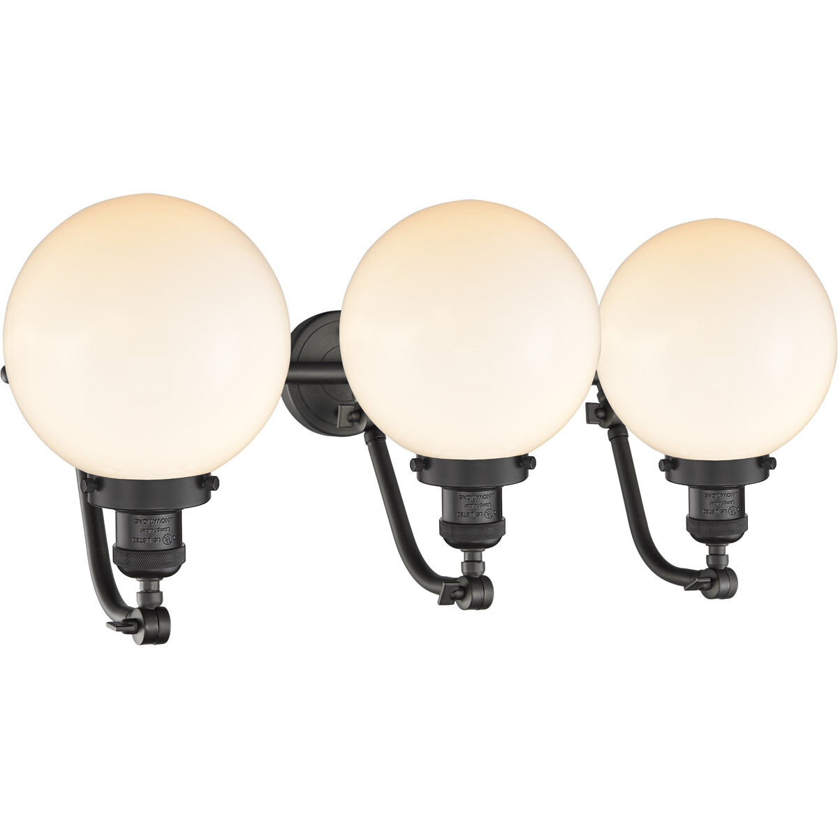 Franklin Restoration Large Beacon 3 Light 28 inch Oil Rubbed Bronze Bath Vanity Light Wall Light in Matte White Glass, Franklin Restoration