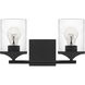 Abner 2 Light 14 inch Matte Black Bath Light Wall Light