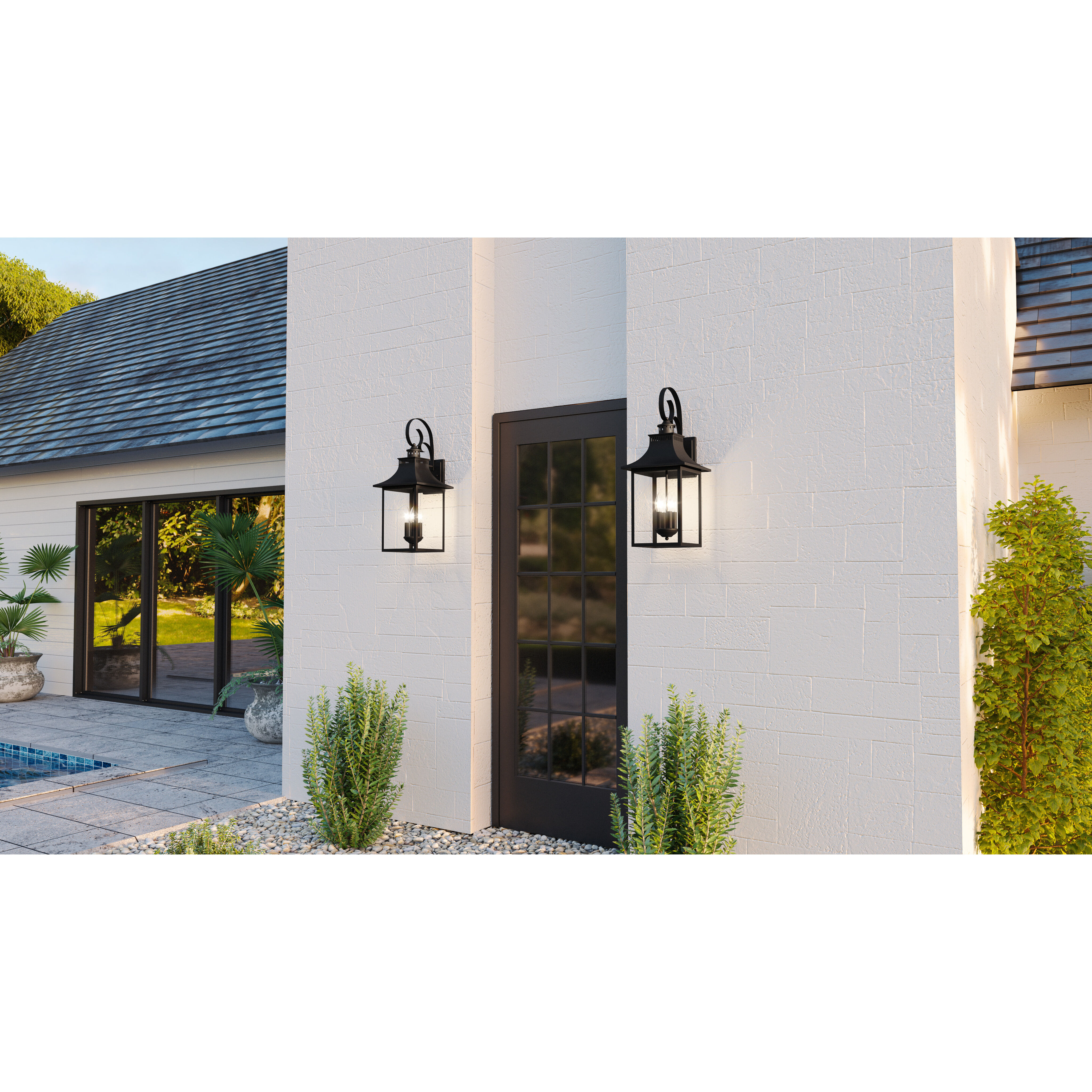 Chancellor 4 Light 28 inch Mystic Black Outdoor Wall Lantern