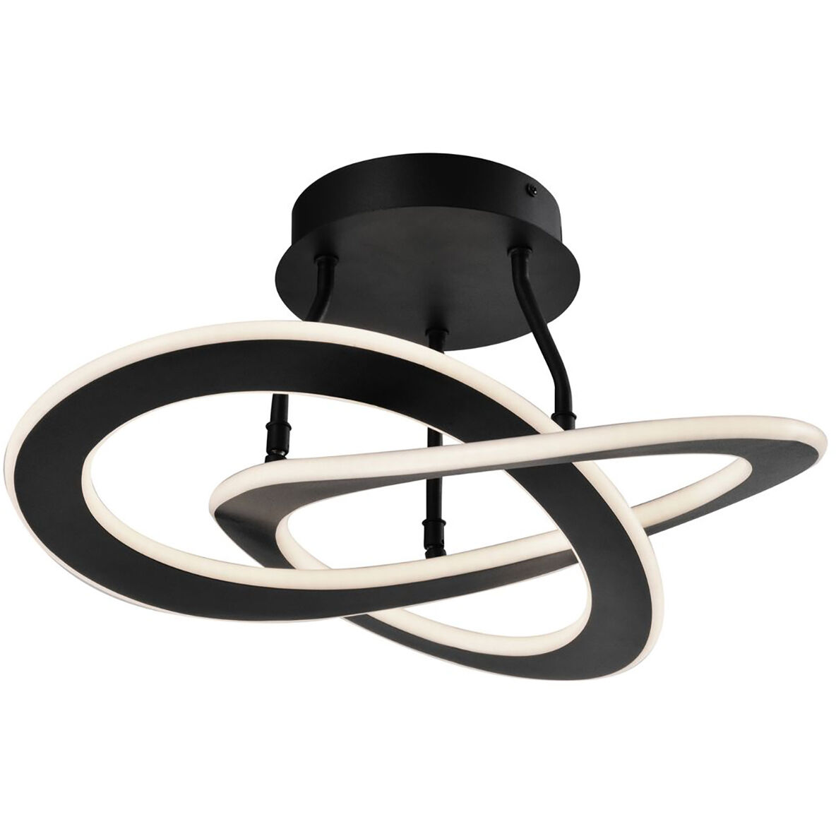 Wave LED 17.7 inch Black Semi-Flush Mount Ceiling Light