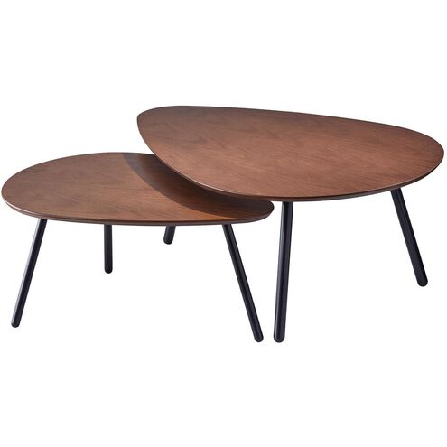 Hendrix 31 X 17 inch Walnut and Matte Black Nesting Coffee Tables, Set of 2