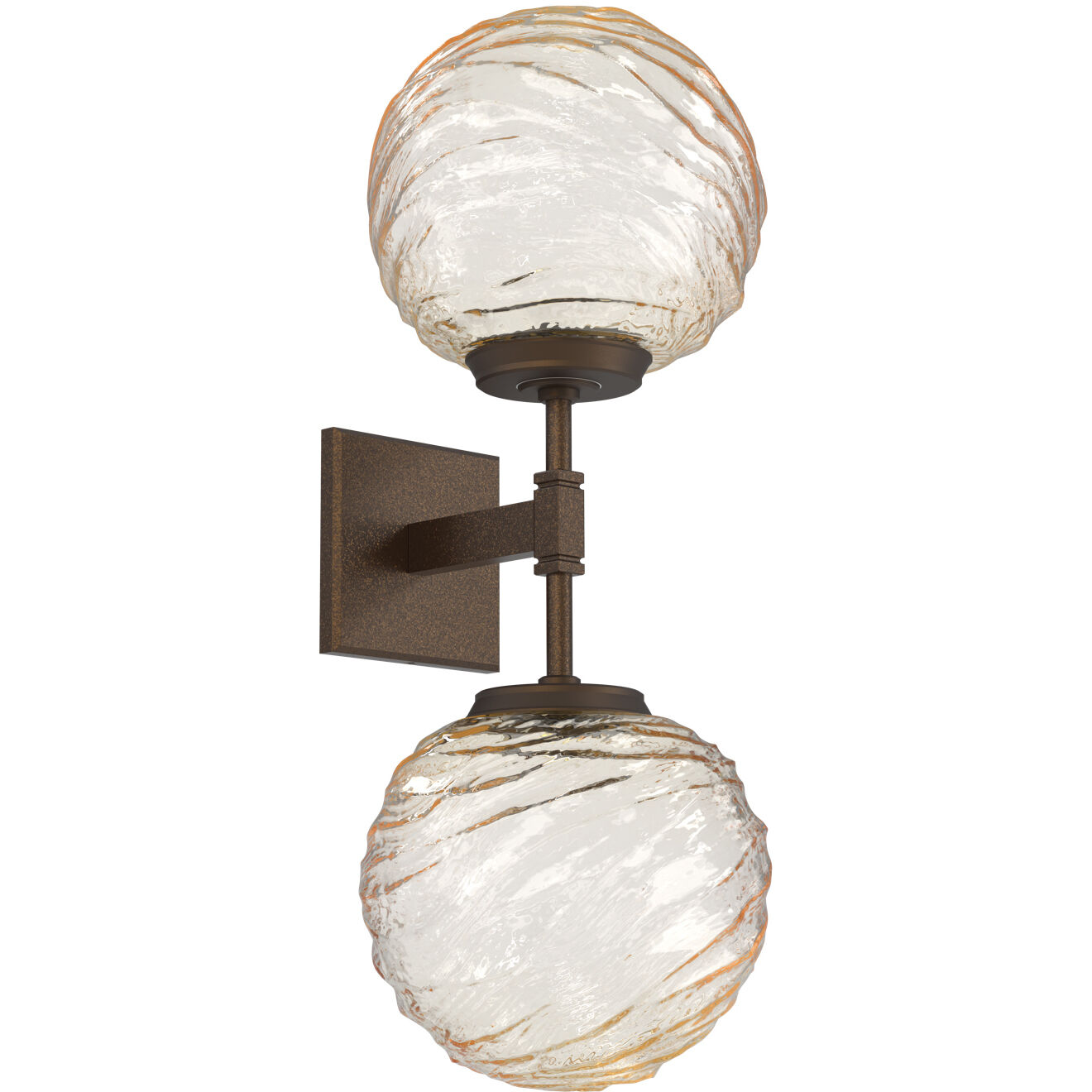 Gaia LED 20 inch Flat Bronze Double Sconce Wall Light in Amber, 2700K LED