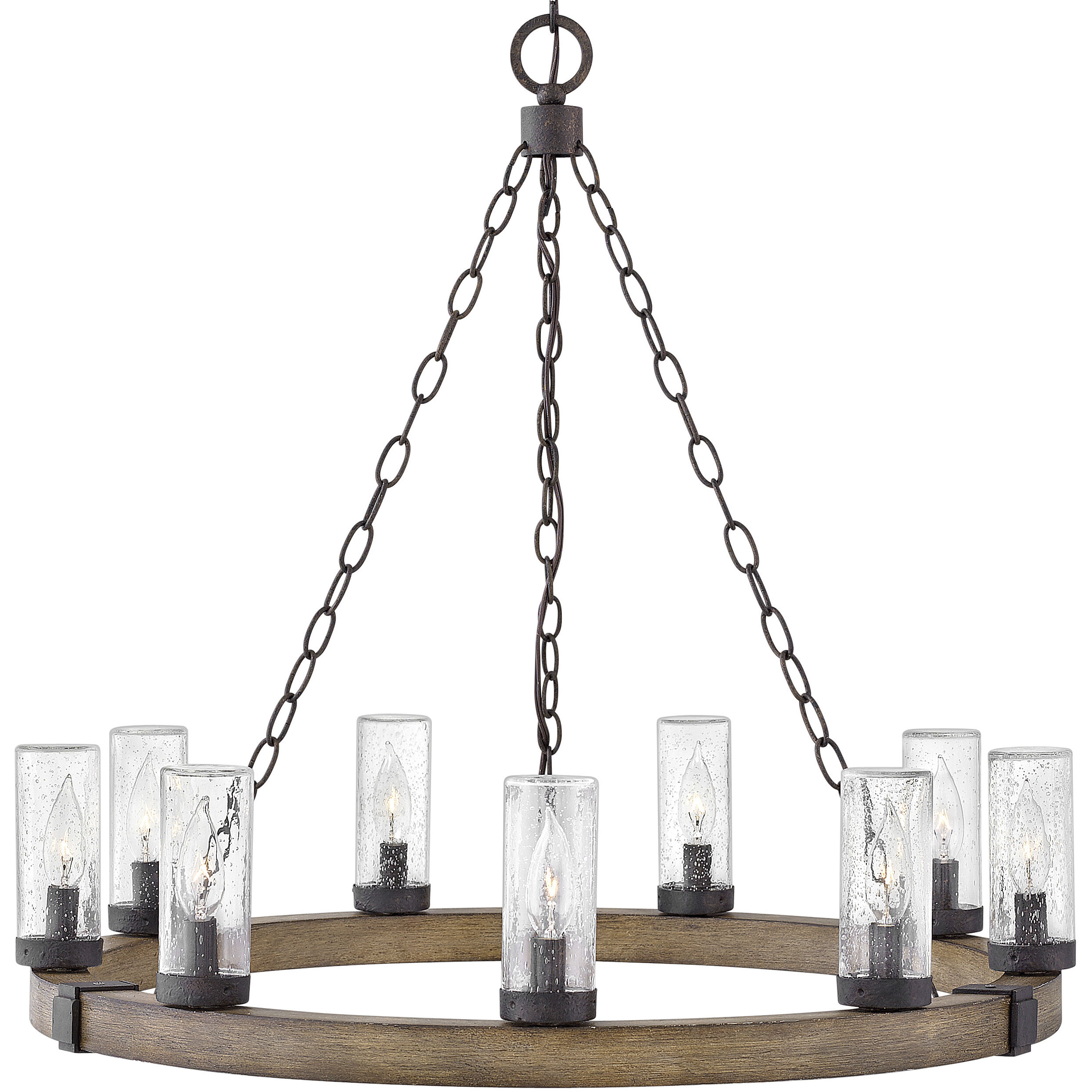 Open Air Sawyer 9 Light 30 inch Sequoia with Iron Rust Outdoor Hanging in Non-LED
