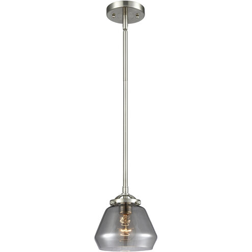 Nouveau Fulton 1 Light 6.75 inch Brushed Satin Nickel Mini Pendant Ceiling Light in Incandescent, Plated Smoke, Nouveau