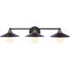 Isaac 3 Light 28.68 inch Flat Black/Satin Brass Vanity Light Wall Light in Flat Black and Satin Brass
