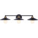 Isaac 3 Light 29 inch Flat Black/Satin Brass Vanity Light Wall Light