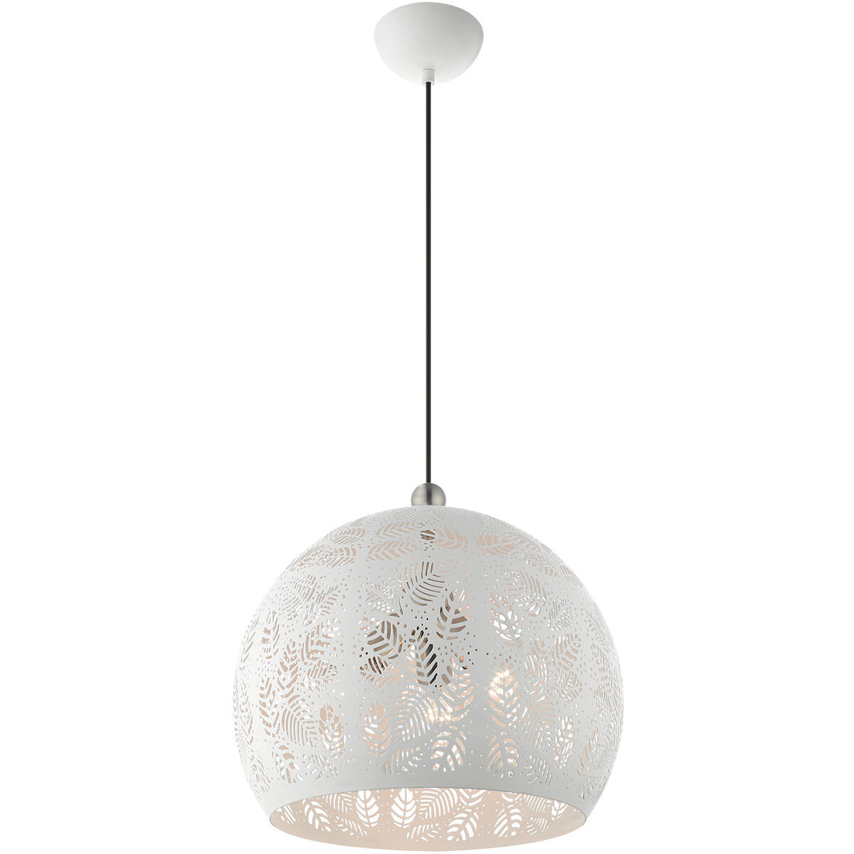 Chantily 3 Light 16 inch White with Brushed Nickel Accents Pendant Ceiling Light