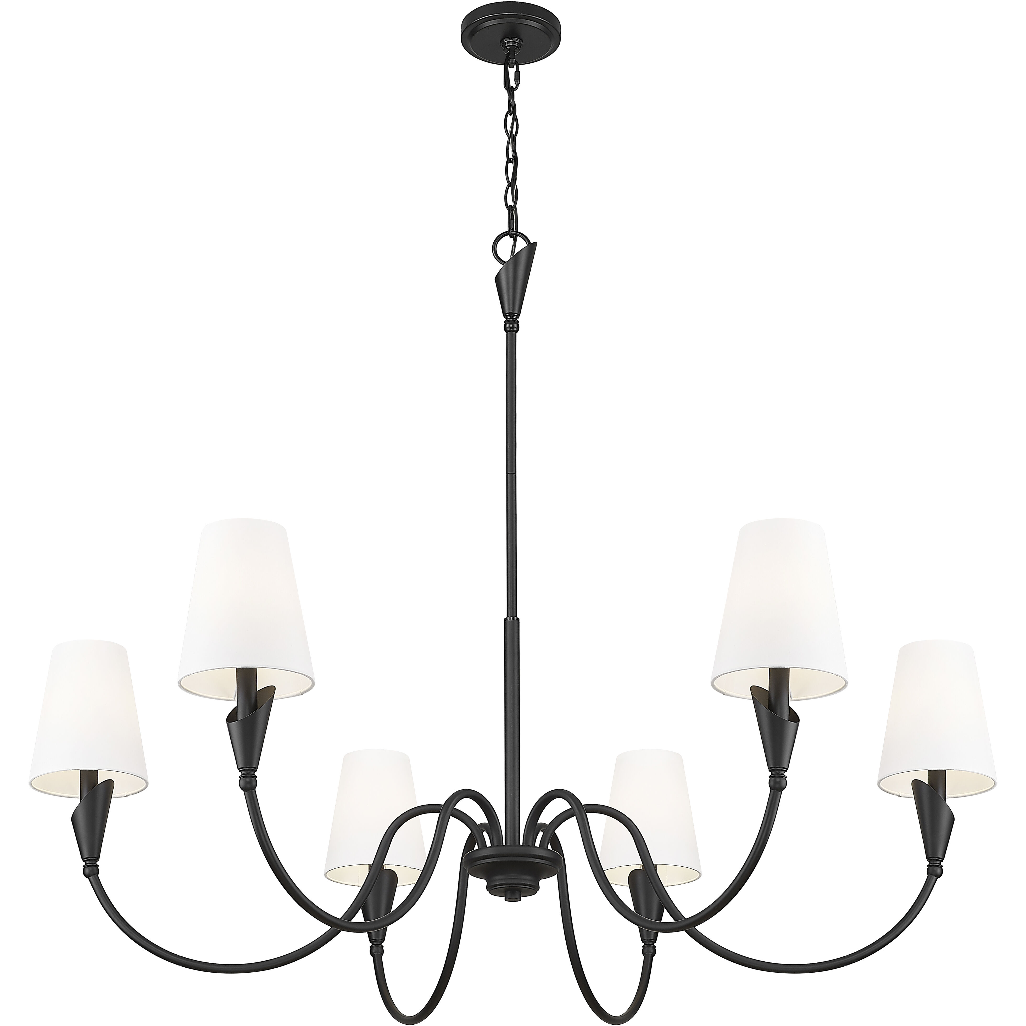 Claudelle 6 Light 46 inch Matte Black Chandelier Ceiling Light